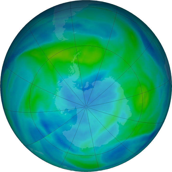 Antarctic ozone map for 28 March 2019